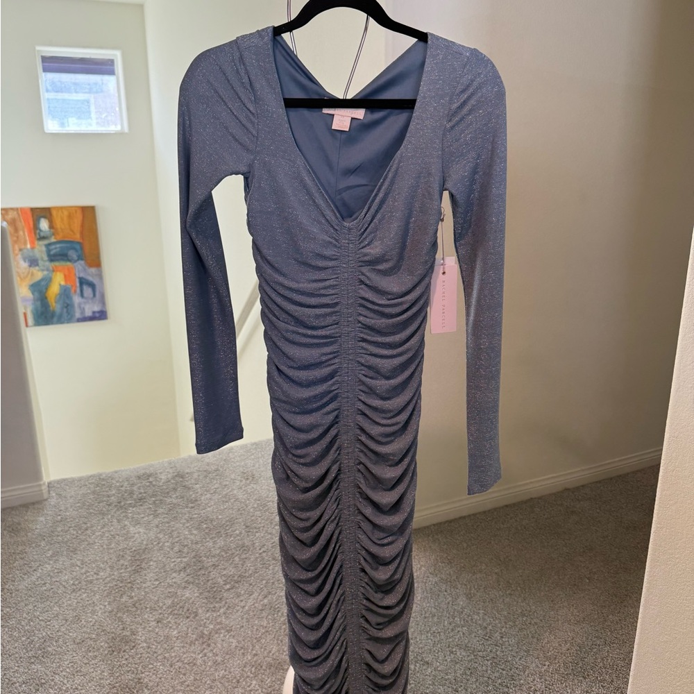 Rachel Parcell Shimmering Blue Ruched Maxi Dress ( Never Worn! )